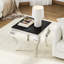 Ensemble de 2 tables de bout en verre trempé noir, pieds en acier inoxydable poli miroir, tables d'appoint modernes et compactes-290130597