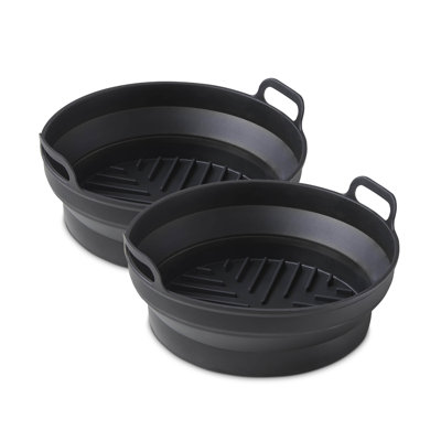 Tower T843090 Round Air Fryer Trays, Set of 2 Circular Reusable Silicone Liners, Suitable for Most Air Fryers 4 litres and Above Including Tower Vortx and Ninja Foodi, Non-Stick, Dishwasher Safe