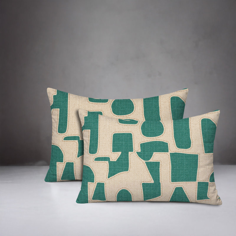 Coussin intérieur / extérieur réversible Jara, 25 x 18, Sarcelle