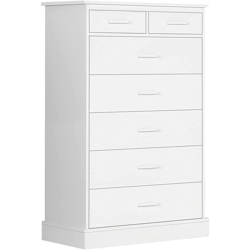 White Tall 7-Drawer Wood Storage Dresser