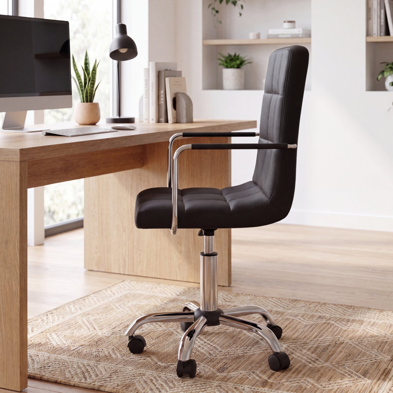 Office Desk Chair With Arms, Adjustable, Swivel, Comfortable Desk Chair, UKFR Certified, Black