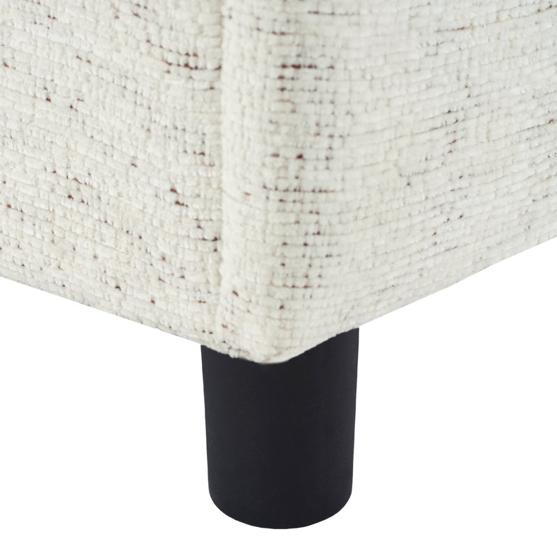 Upholstered Bed With Storage Compartment & Cup Holders, Beige Pull-Out Hidden, Beige Chenille