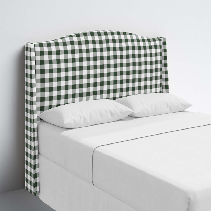 Vasiliy Upholstered Headboard, California King, Cotton Checkered White/Green