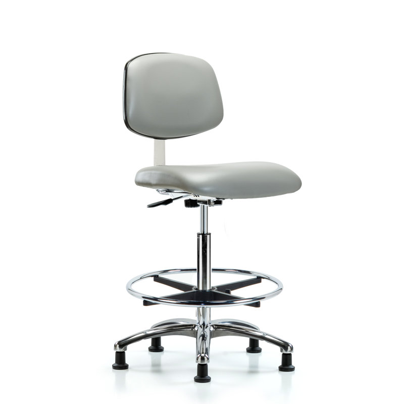 Iyana Vinyl Drafting Chair, Dove, Glides