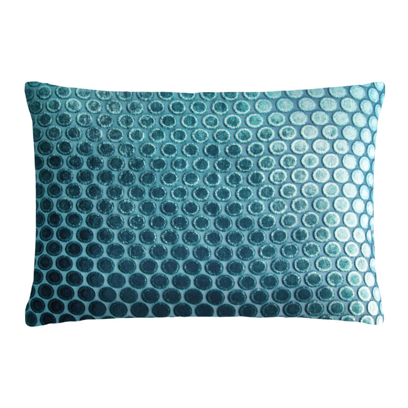 Dots Lumbar Velvet Pillow Cover & Insert, 14" x 20", Pacific