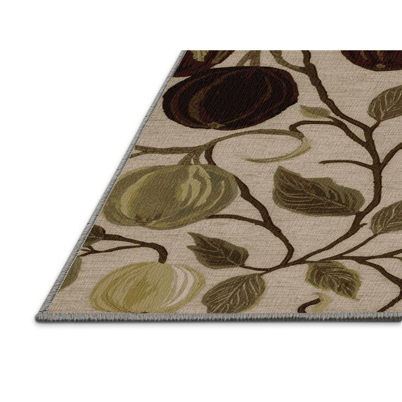  Tapis lavable avec groseille à maquereau, Rectangulaire 2 pi x 3 pi