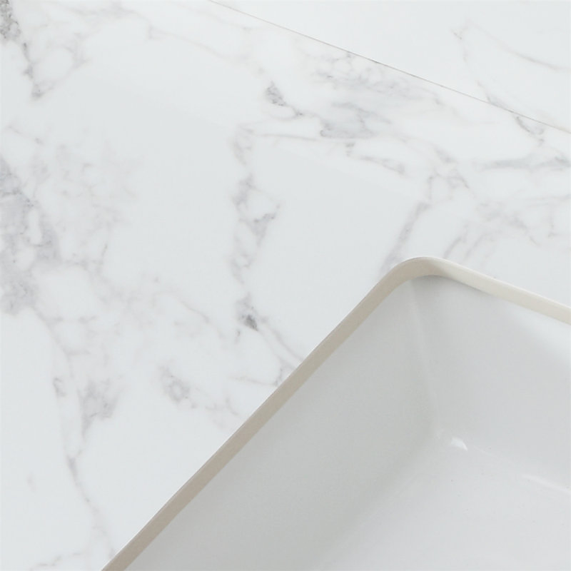 Dessus de meuble-lavabo de salle de bain, dessus de meuble-lavabo en pierre frittée Carra Barthroom avec lavabo rectangulaire encastré en céramique avec dosseret de meuble-lavabo, comptoir de meuble-lavabo