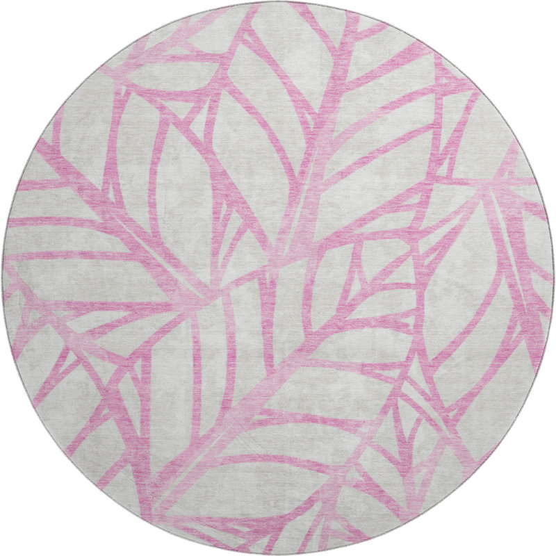 Premium Machine Washable Lisse Pink Rug, Round 8'
