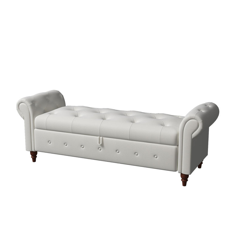 Banc de lit 63 po en tissu beige, Beige