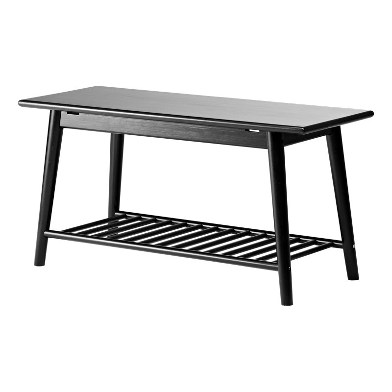 Freitas Solid Wood Storage Bench, Black