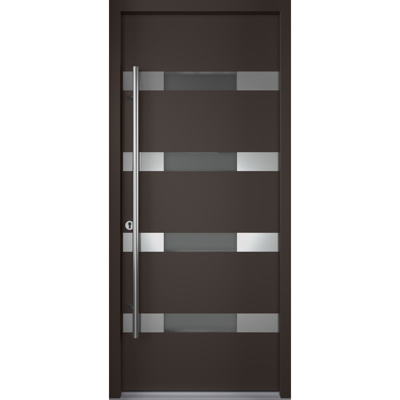 Porte d'entrée en acier pré-suspendue, Noir, Côté gauche