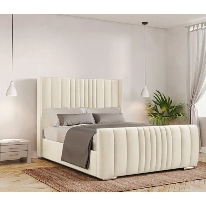 Schwamm Upholstered Bed Frame, Cream, Small Double (4')