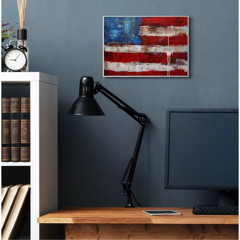«Rustic United States Flag with Dist Paint Paint Drip» par Erin Ashley - reproduction d'art, H 19 po x l 13 po