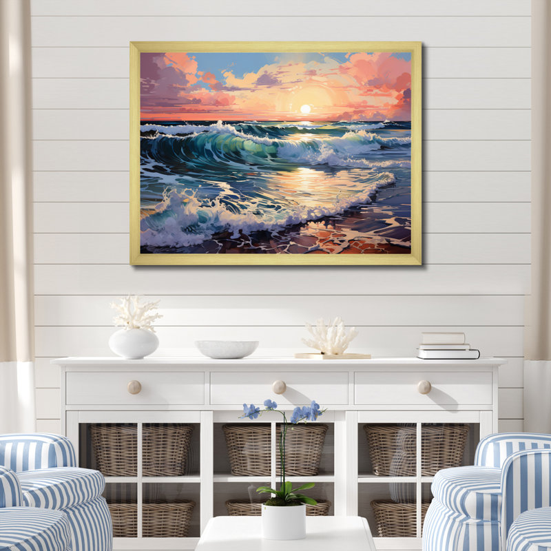 Blairs Coastalocean Coastal Symphony III - Impression, H 30 po x l 40 po x P 1,5 po, Cadre doré à une seule photo