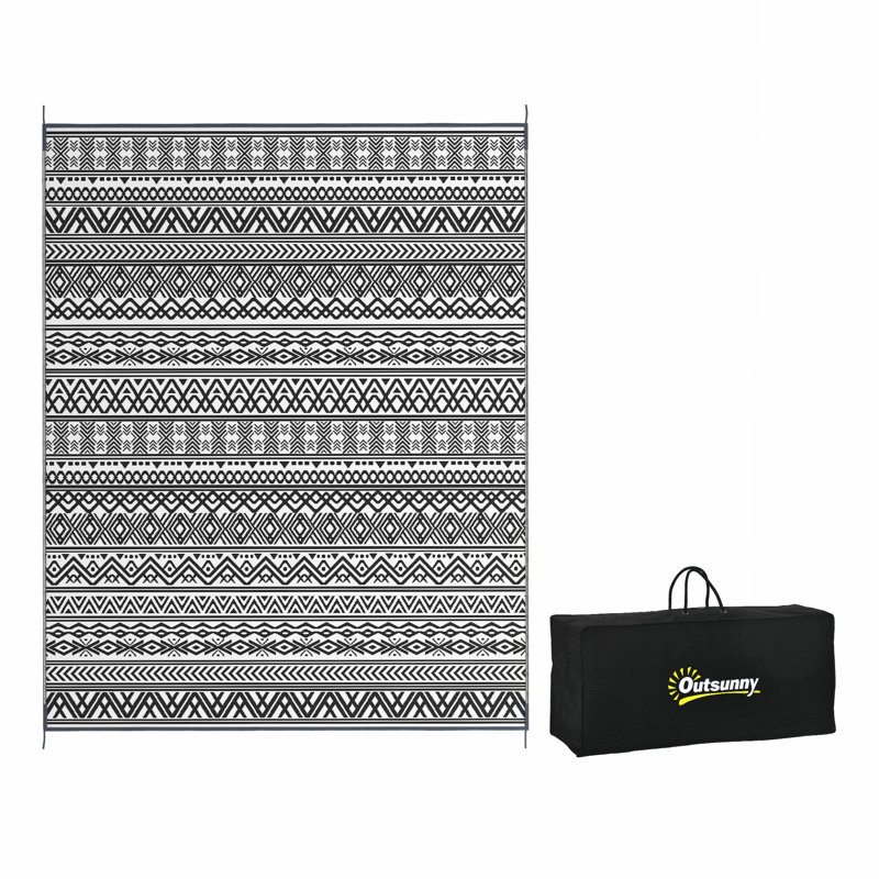 Tapis réversible pour l'intérieur et l'extérieur, tapis de camping avec sac de transport pour la cour, la terrasse, le pique-nique, la plage
