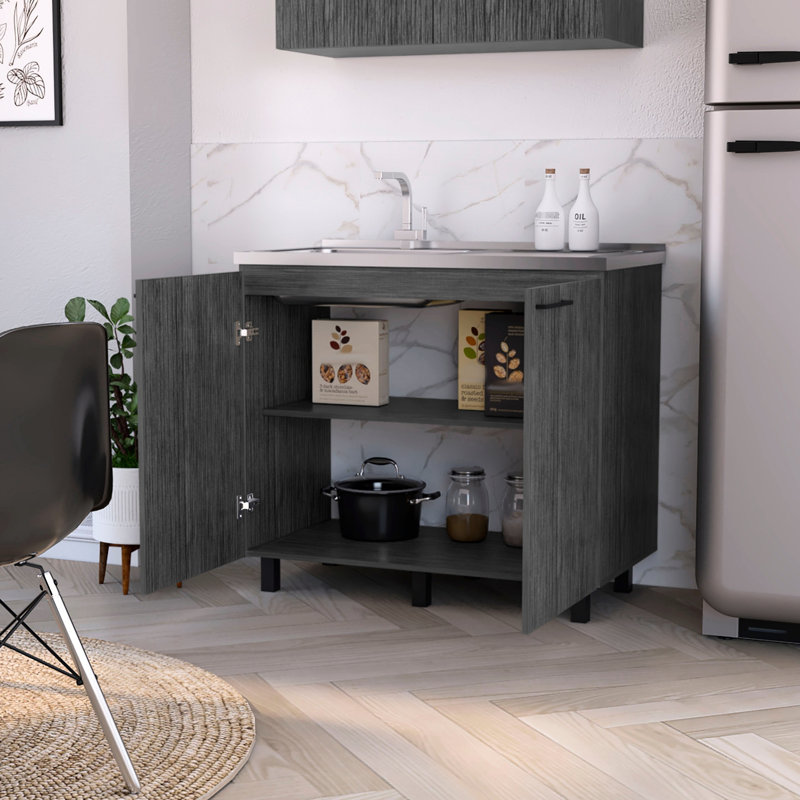 2 Utility Sink And Cabinet In Oak - Spacious Shelf For Organization Elegant