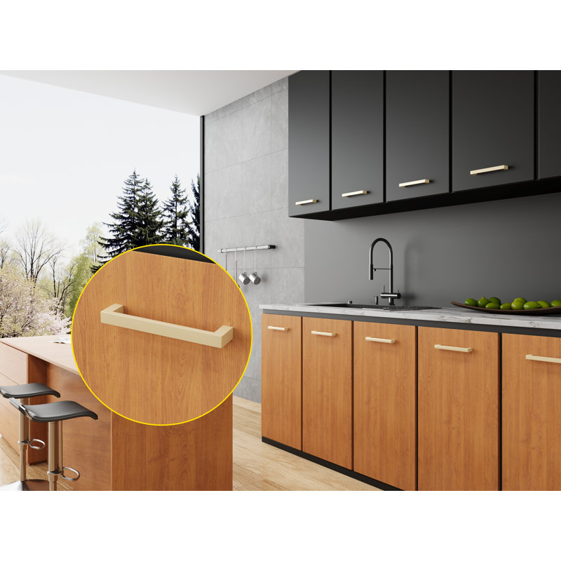 Cabinet Center to Center Bar Pull, Satin Brass, 5 7/8"
