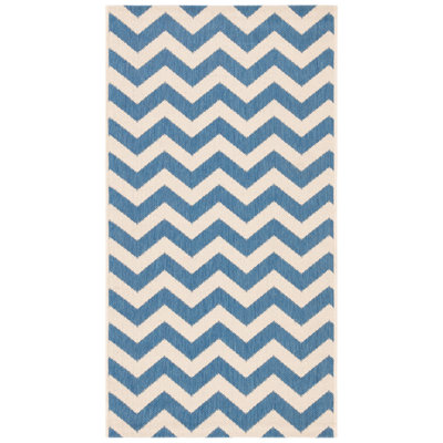 Tapis intérieur / extérieur bleu / beige Arneshia