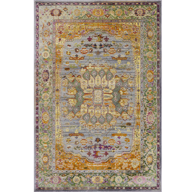 Tapis oriental bleu clair Runkle, Rectangle 8 pi x 10 pi