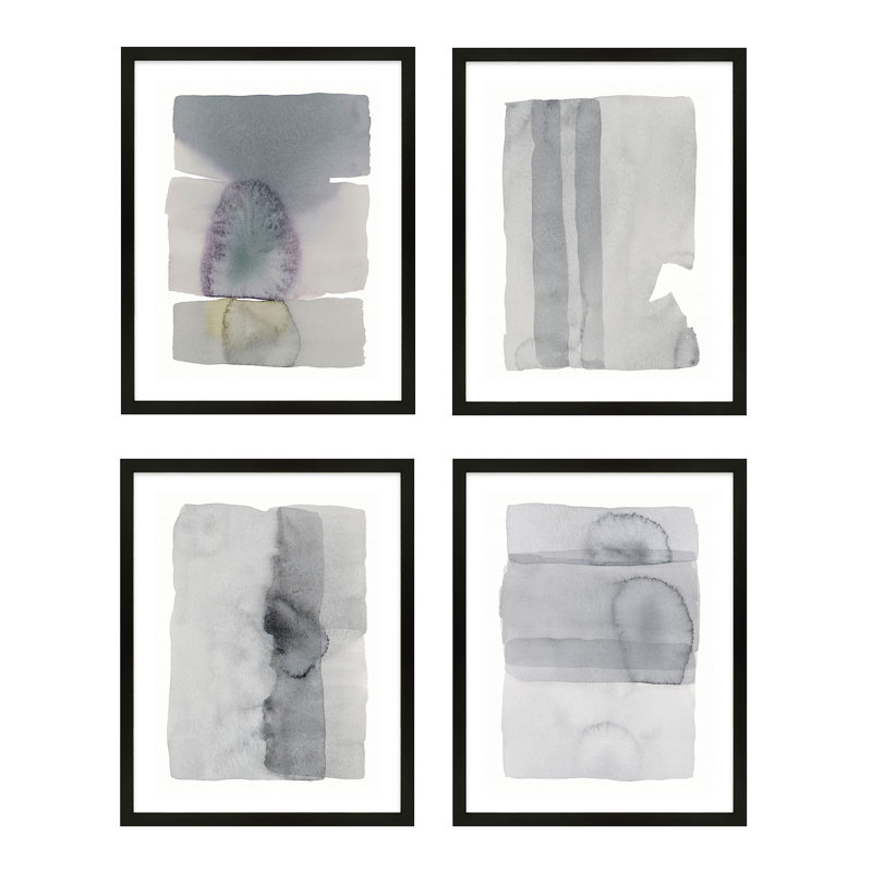 Gray On Gray Set Of 4 Painting by Jacques Pilon, 20" H x 16" W, Black