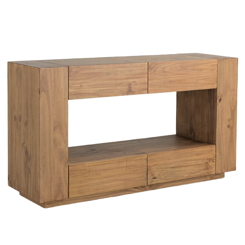 Console Ayma, 4 tiroirs, rectangulaire 54 pouces, chêne brun