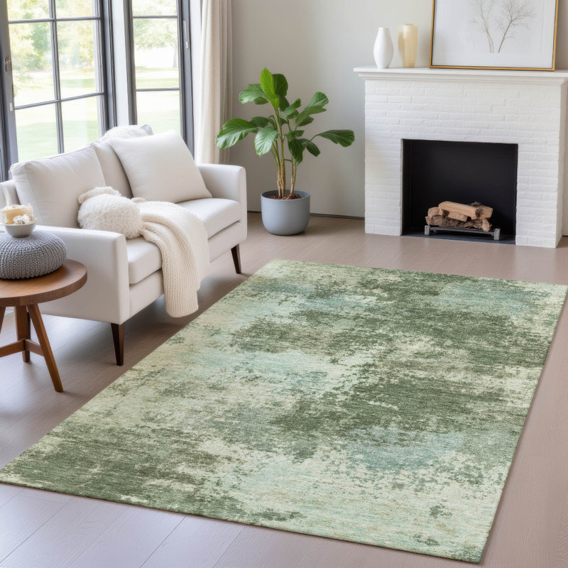 Tapis intérieur / extérieur Xhevrie lavable à la machine, Rectangle 10 pi x 14 pi
