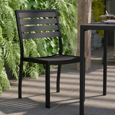 Saville Outdoor Faux Teak Side Chair with Poly Slats by Trent Austin Design