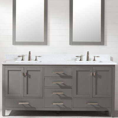 72'' Double Bathroom Vanity with Quartz Top