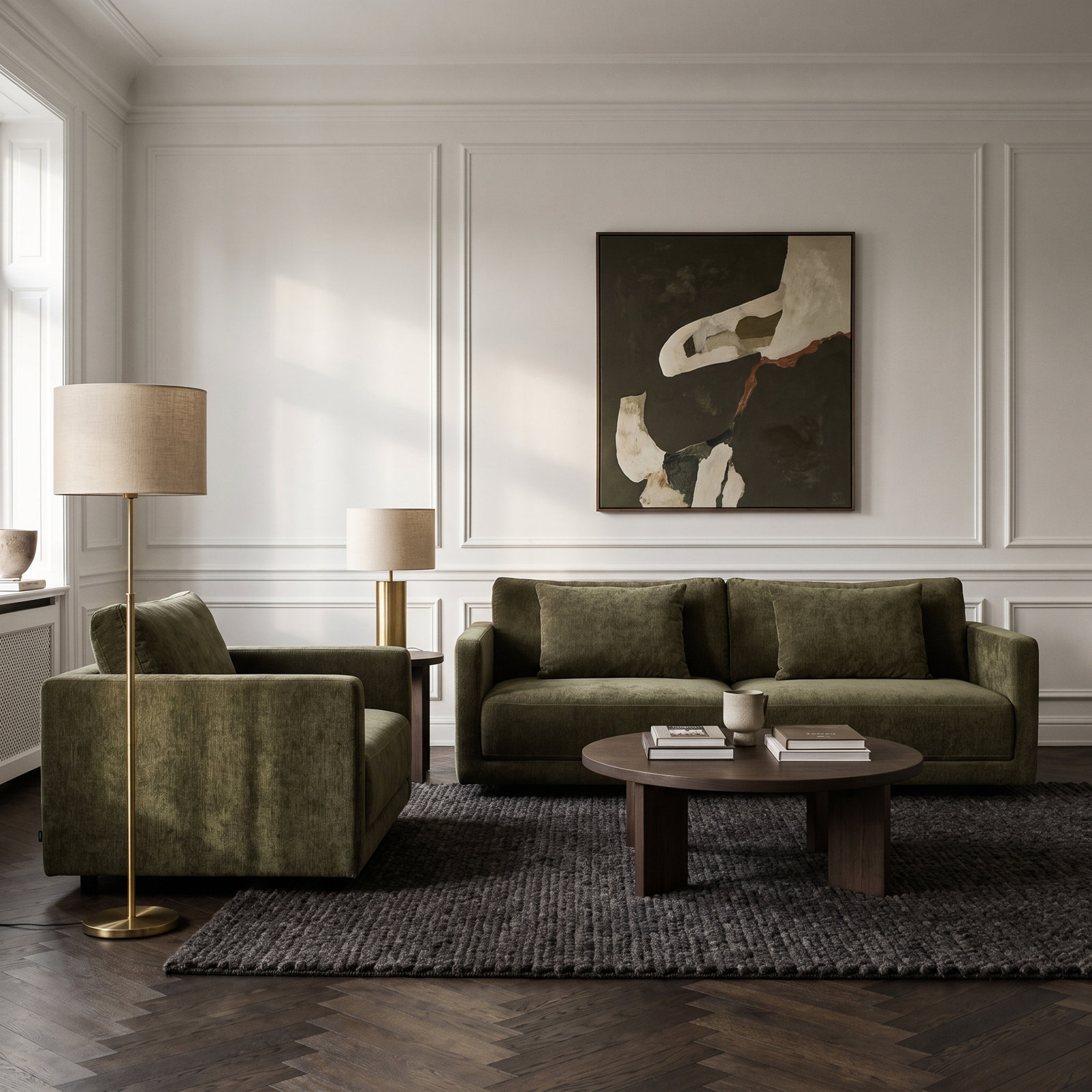 Kenji 84'' Upholstered Sofa, Olive Green Performance Chenille