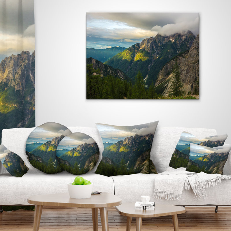 Coussin décoratif photo de soleil avec réflexion paysager