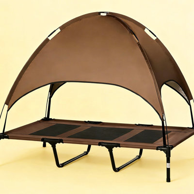 Portable Elevated Dog Bed With Shade Canopy, Breathable Mesh, Robust Frame, For Xxl Dogs Air - Circulating Stable Steel In Summer