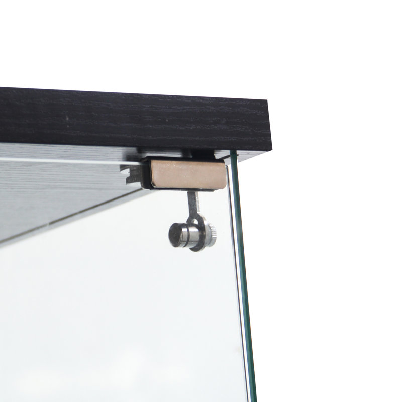Grande vitrine à 4 tablettes en verre noir pour chambre à coucher, convient aux figurines, vin, whisky, verre trempé de 5 mm, armoire en bois, rangement en métal à rivets, poignée solide