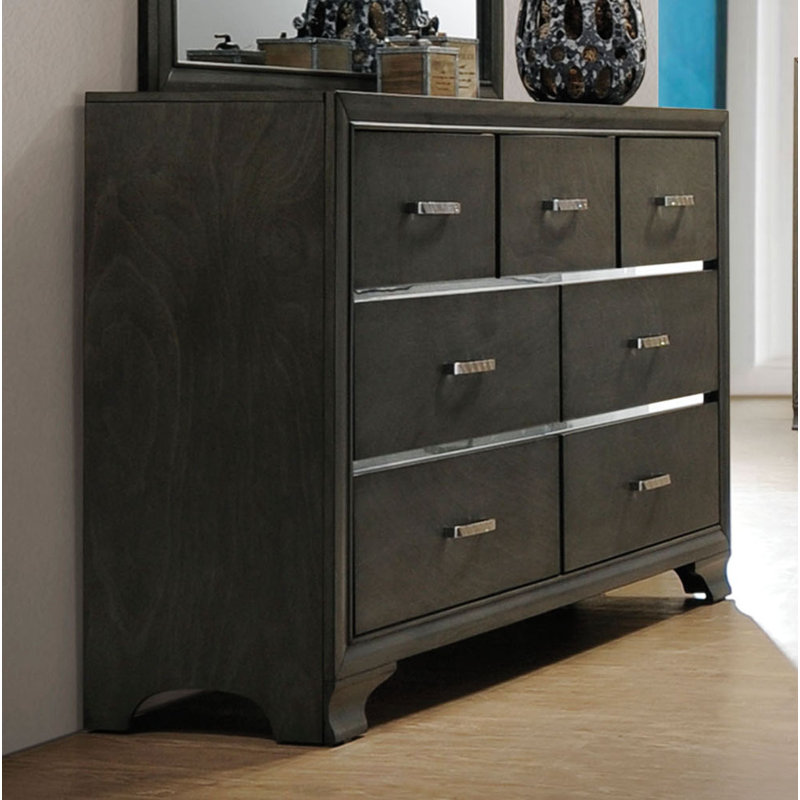 Commode 7 tiroirs 58 "Aprea, Gris