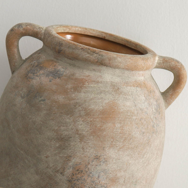 Vase à fleurs rustique en céramique 7,6 pouces, Brun