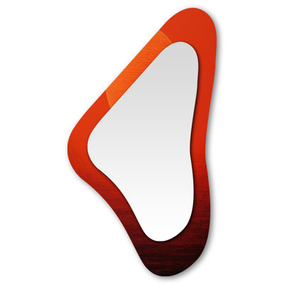 Haydn Persimmon Presence Moon I - Moon Asymmetrical Wall Mirror, Red Unique Shape Decorative Mirror, Printed Metal Art