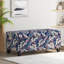 Élégant rangement floral, charnières à fermeture en douceur, multifonctionnel comme siège supplémentaire dans la chambre à coucher, compartiment caché pour les coussins et les jeux de société, bois massif, profondeur pratique de 38,22 po avec bureau idéal,-1033967423