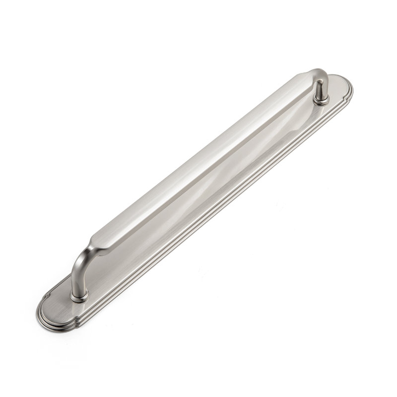 Poignée barre 7 7 pi / 5 po de centre à centre avec contre-plaque Nickel satiné, 7 3/5", Nickel satiné