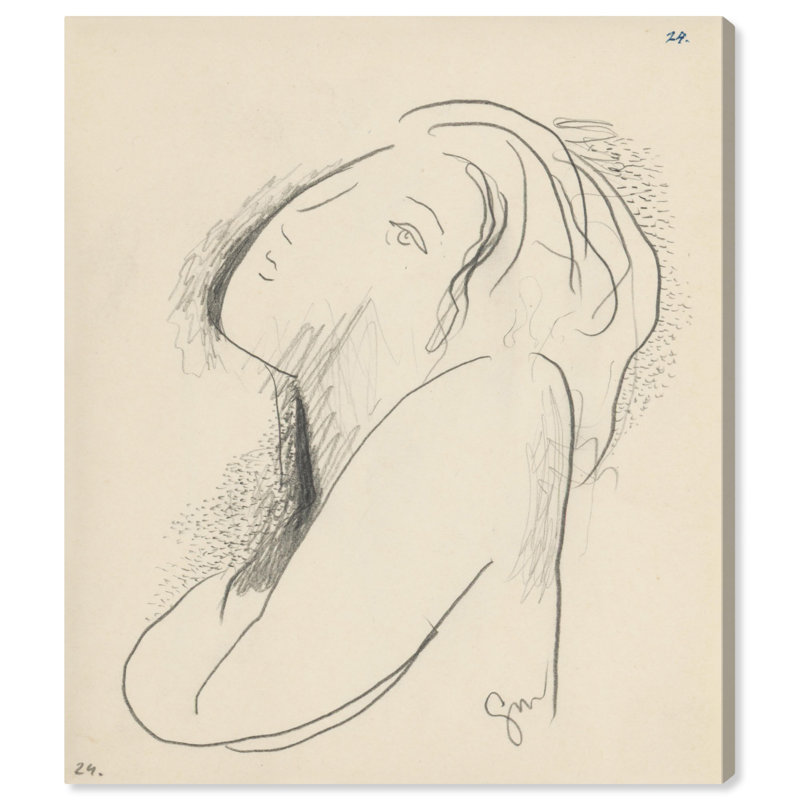 Classic Feminine Figure Art on Canvas in Black and White