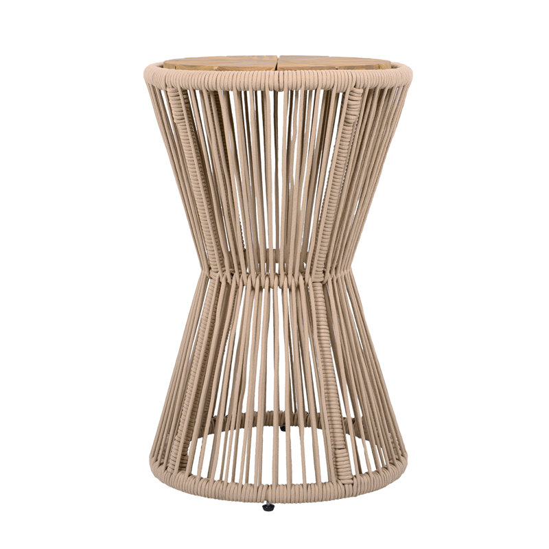 Ensemble de tables de bout en bois d'acacia durable, style corde rustique pour espaces intérieurs et extérieurs
