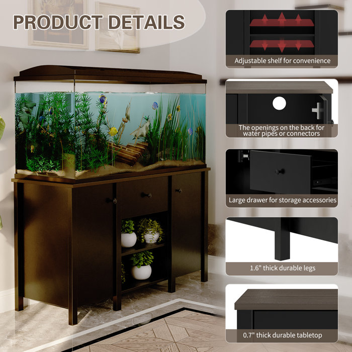 Red Barrel Studio® Xaniah Rectangle Aquarium Stand | Wayfair