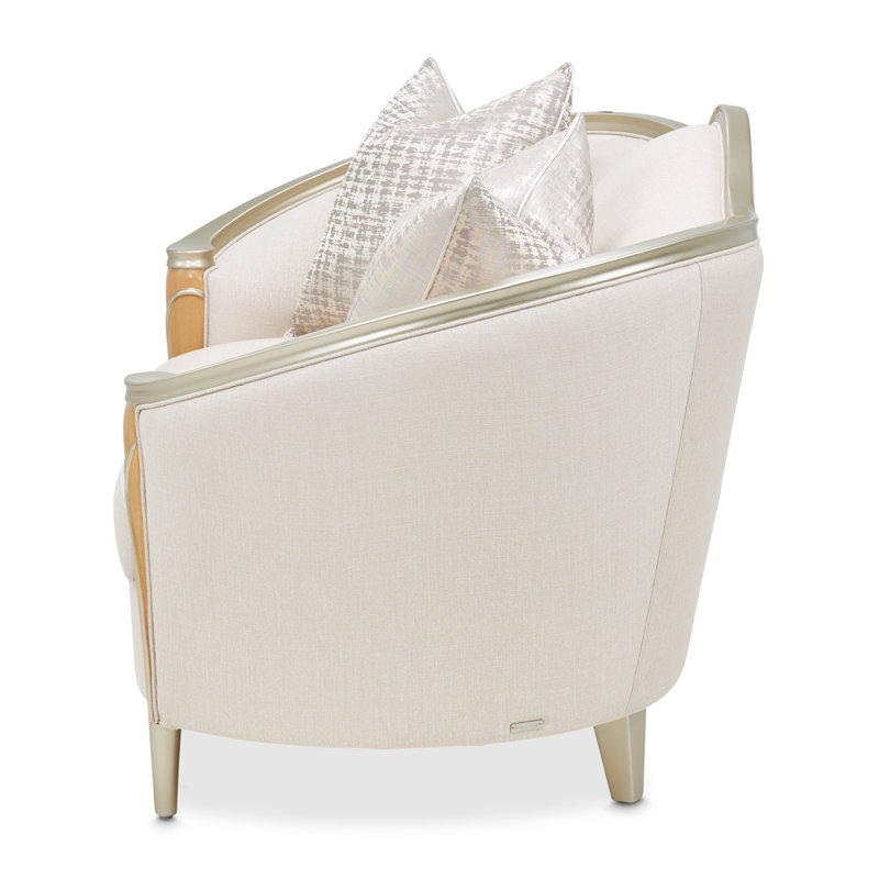 Villa Cherie 71'' Round Arm Loveseat, Pearl 100% Polyester