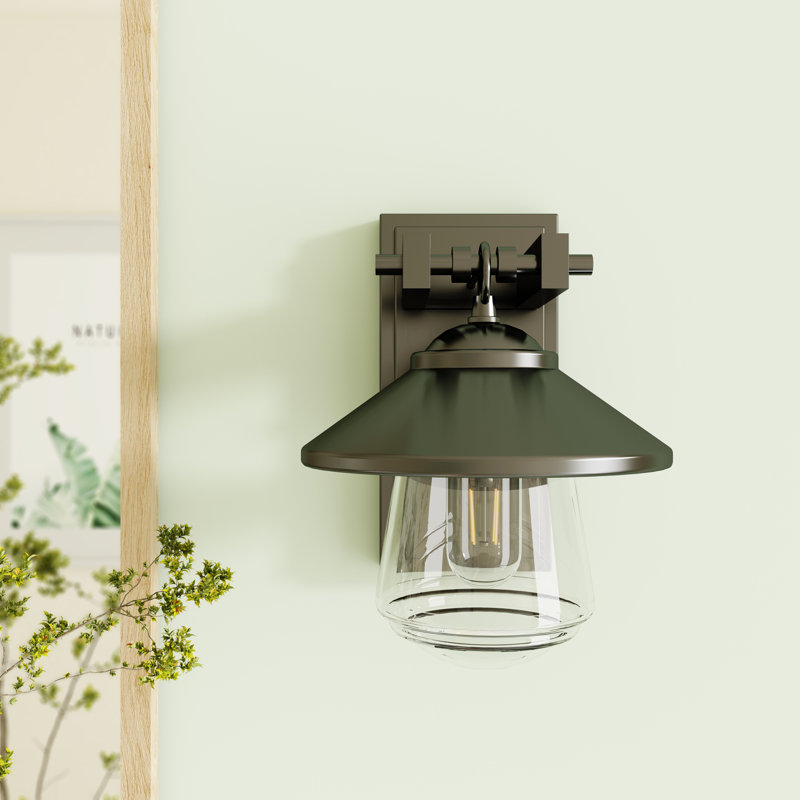 Parren 1-Light Farmhouse Dimmable Flush Mounted Wall Sconce in Matte Black with Clear Glass Shade
