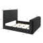 Ensemble de table de chevet luxueux avec tête de lit capitonnée en velours noir et pied de lit en velours noir-748312109