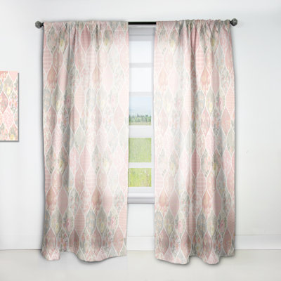 Patchwork Pattern with Flowers - Lake House Curtain - Velvet Room darkening - 1 panel