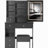 29.2" Small Size Left Drawer Desktop Vanity Table + Cushioned Stool,2 AC+2 USB Power Station,Hair Dryer Bracket,Extra Large Touch Control Sliding LED Mirror,Tri-color Switching,Brightness Adjust