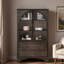 Armoire de rangement vitrée avec 2 tiroirs et tablettes réglables-244823263