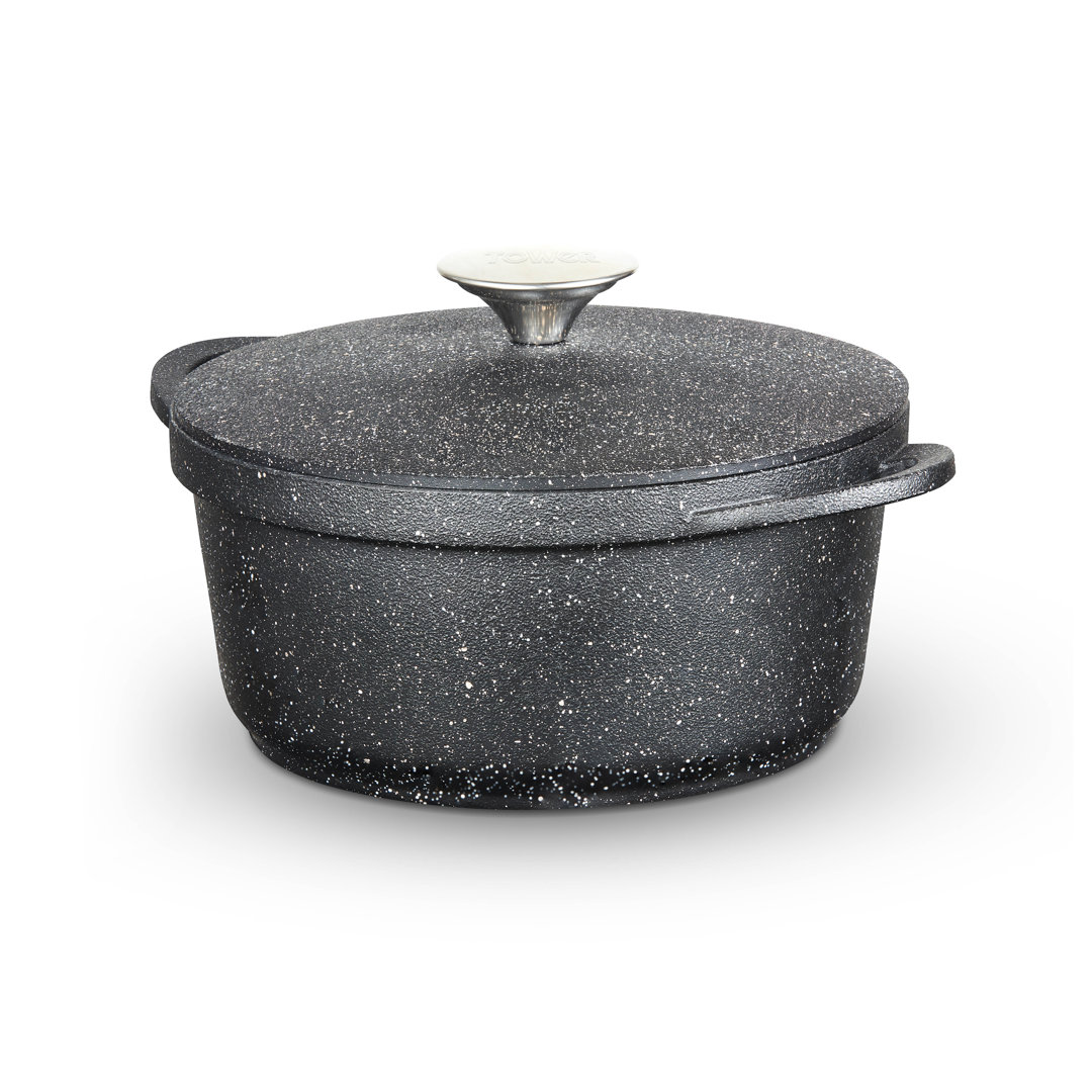 Tower Precision Casserole Dish with Aluminium Lid, Lightweight Cast Aluminium, 20 - 28cm, Black - Image 2