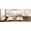 Structure de très grand lit avec tête de lit, lit plateforme en bois de style rétro avec support à lattes de bois, structure de lit très grand sans sommier, assemblage facile, blanc-2094436394