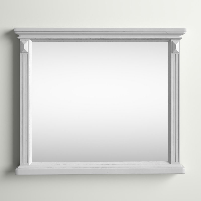 Alauna Wood Wall Mirror, Antique White