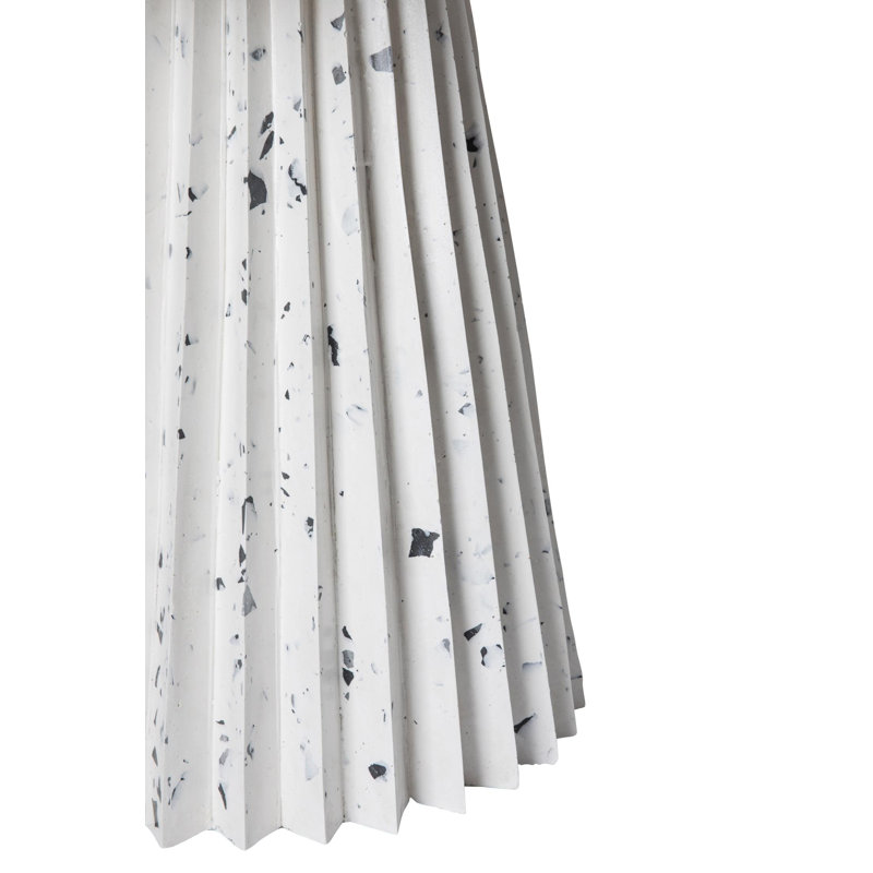 MashT Terrazo Pedestal End Table, White/Gray, 16" H x 24" W x 24" D
